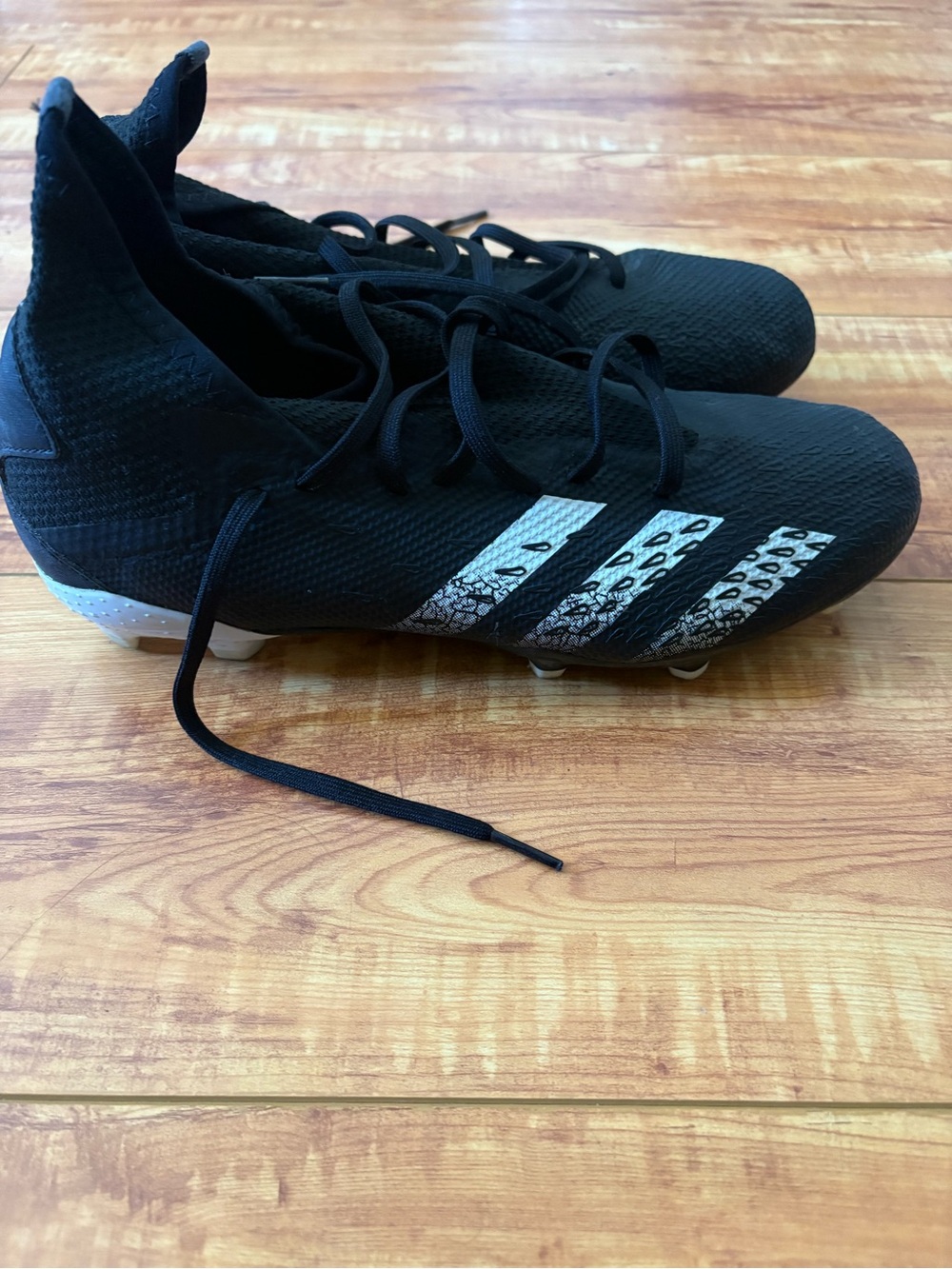 adidas Black Soccer Cleats with White Stripes - Picture 2 of 5